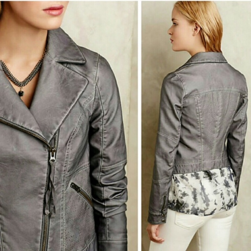 Hei Hei for Anthropologie gray moto jacket New